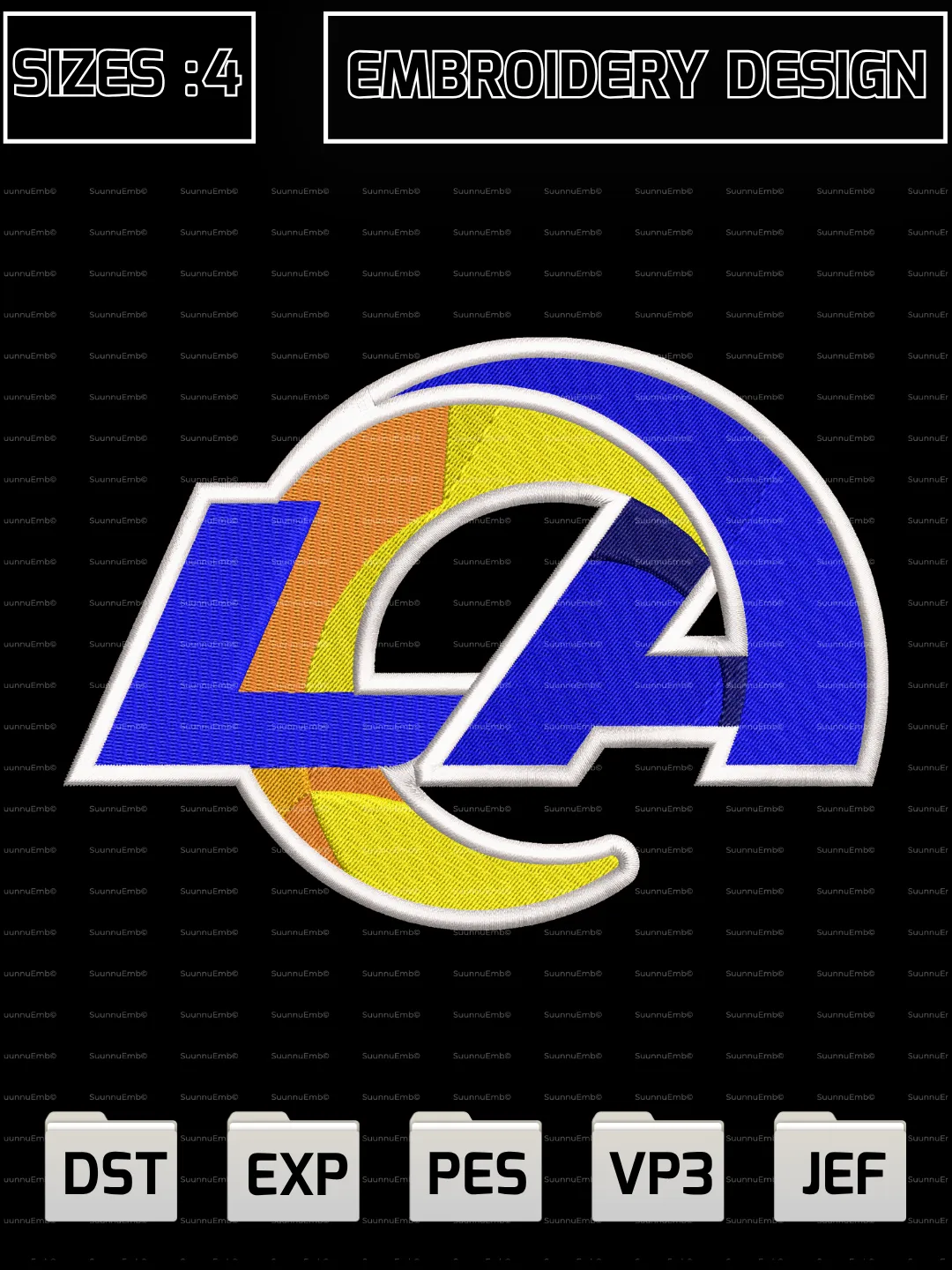 Los Angeles Rams Logo Embroidery Design,NFL Logos Embroidery Design,NFL Teams, Machine Embroidery Design File,4 Sizes, Digital Download