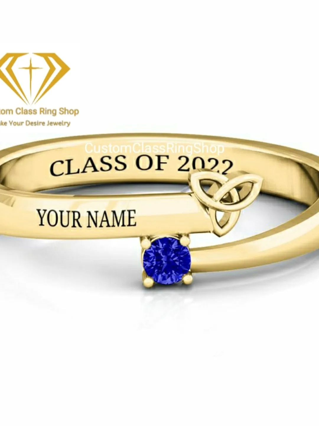 Customizable Graduation Class Ring, Solid Gold or Sterling Silver