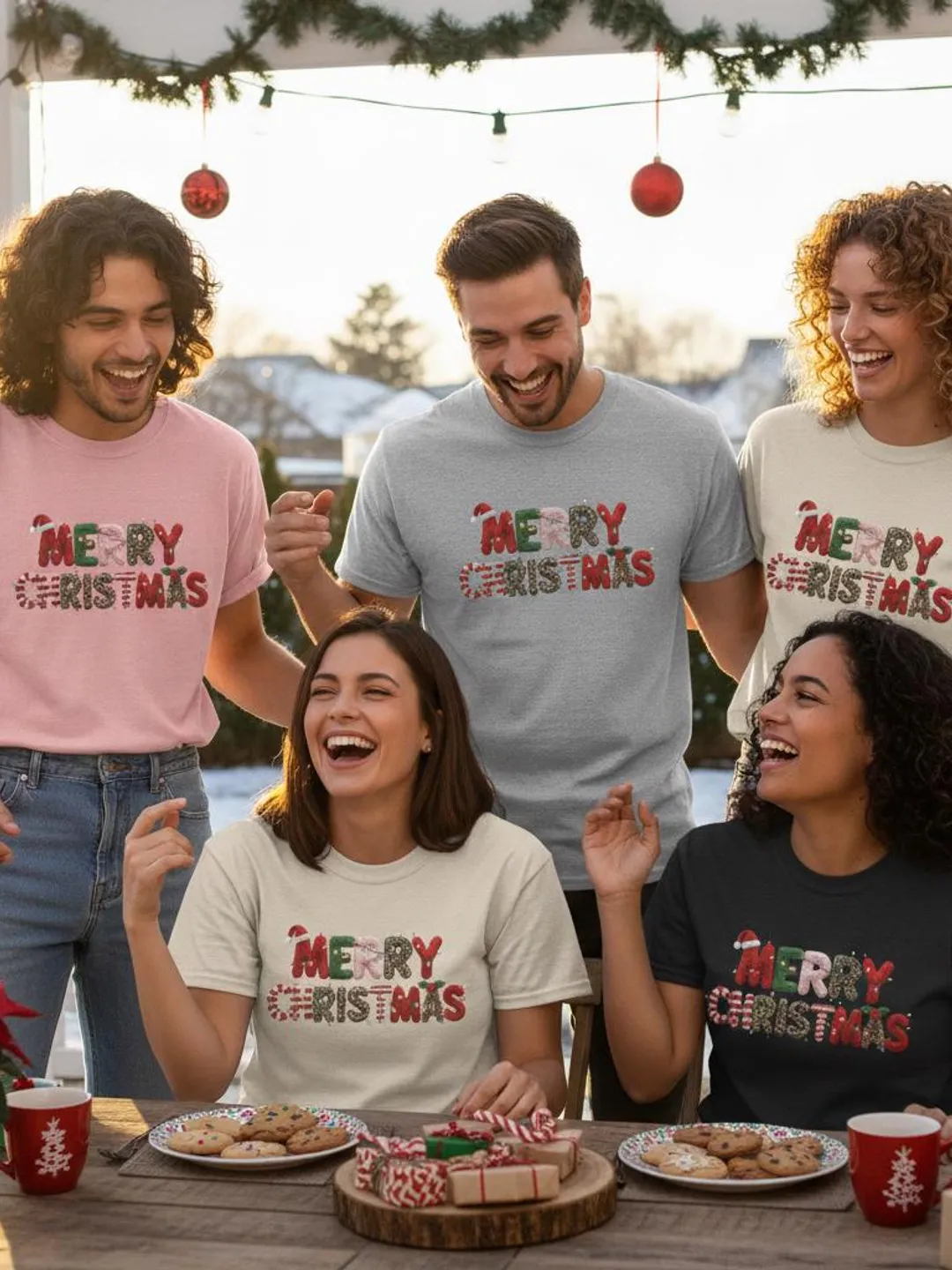 Merry Christmas Text Tee | Holiday Typography Shirt | Candy Cane Lettering | Festive Graphic Christmas T-Shirt