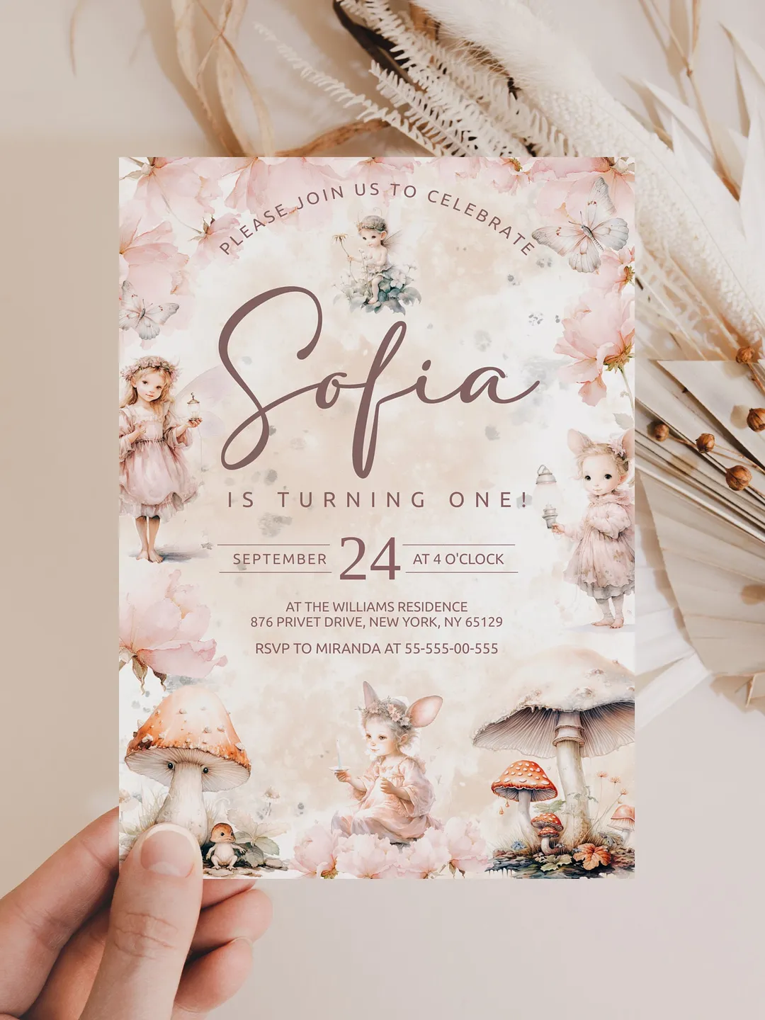 Editable Fairy Birthday Invitation Fairy Floral Birthday Invite Magical Enchanted Fairy 1st Birthday Invite Pixie Fairy Party Magical fa12