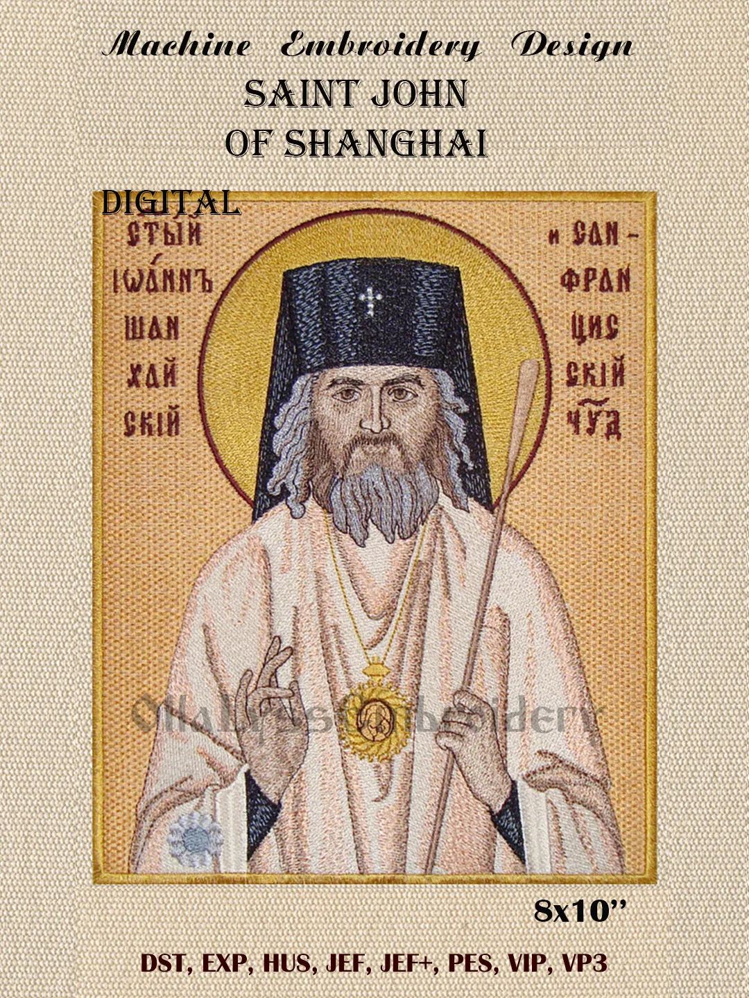 Saint John of Shanghai embroidery design