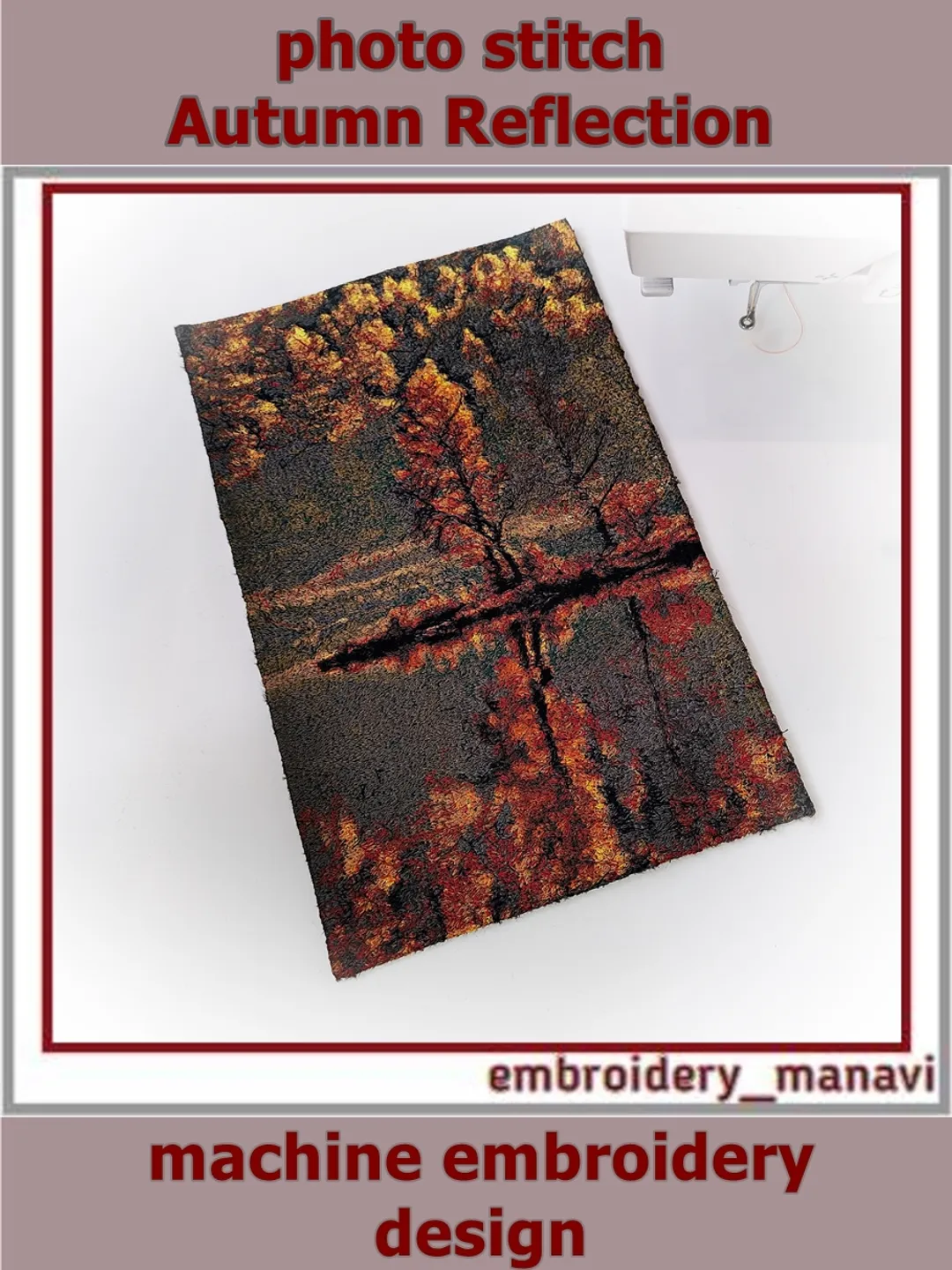 Machine embroidery design autumn leaf border cross stitch