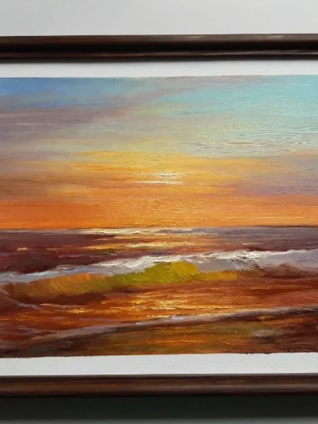 Painting on canvas “Evening sea”, oil, size 25 x 35 cm, framed