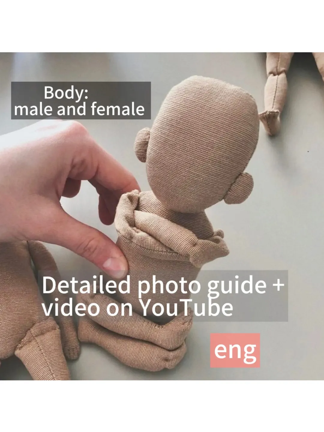 How to sew textile bodies for a male and female doll Eng