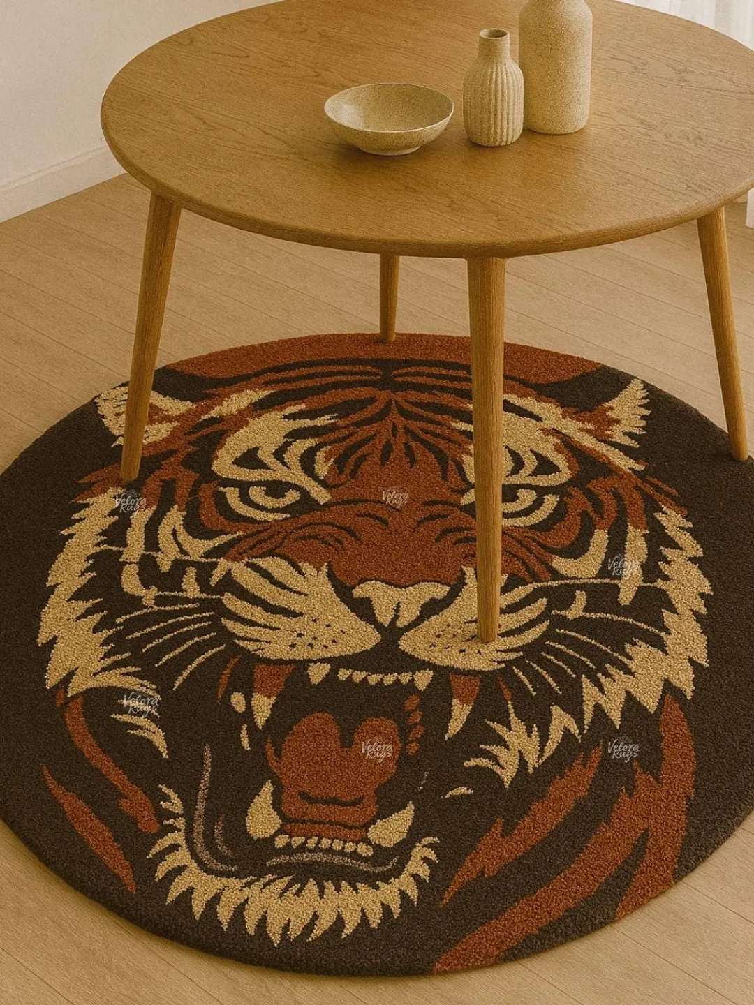 Tiger Shape Rug Tiger Face Tufted Rug, Handmade Wool Animal Carpet for Bedroom, Bold ...