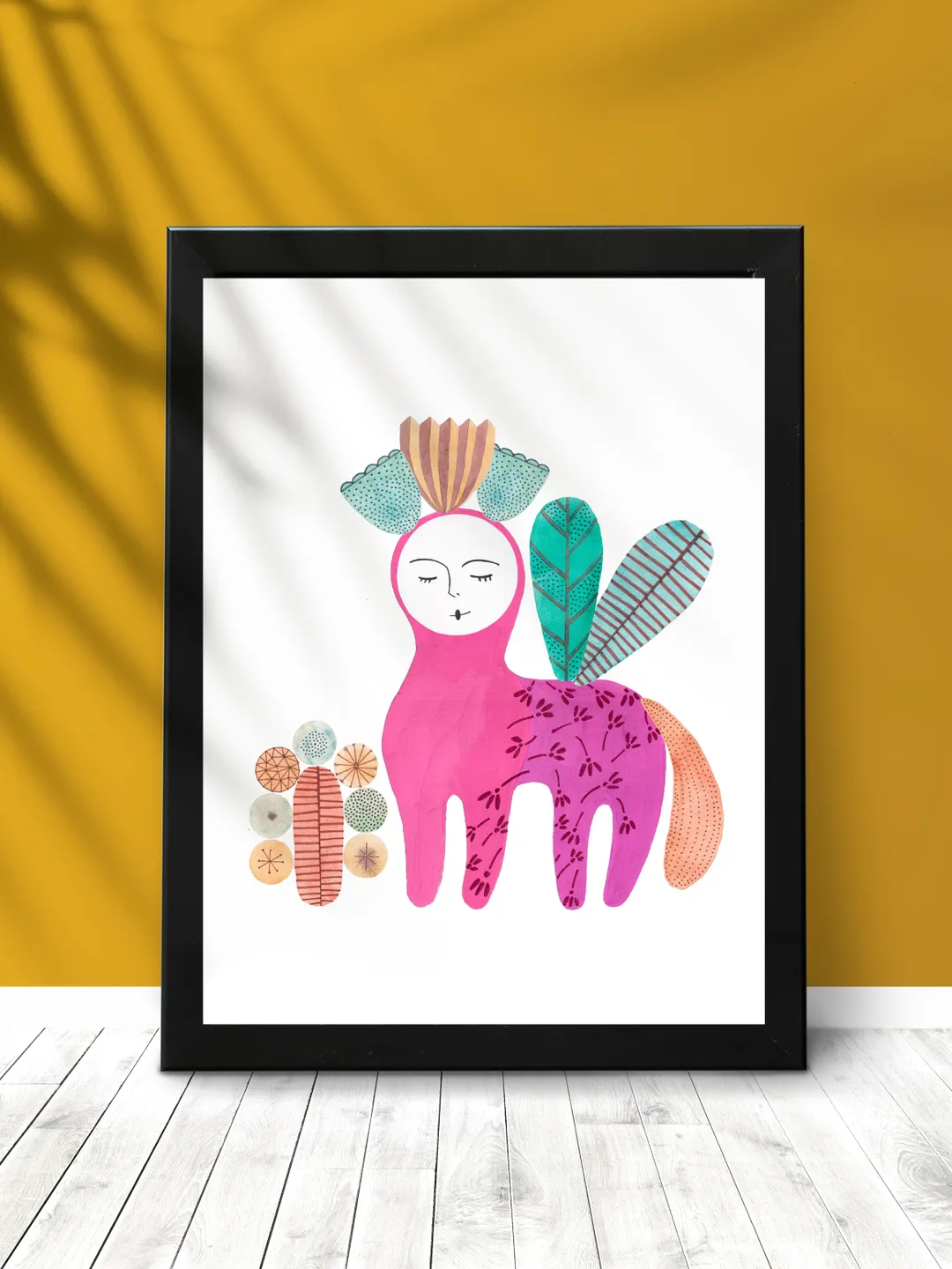 Illustration Pink animal Art print Minimalism