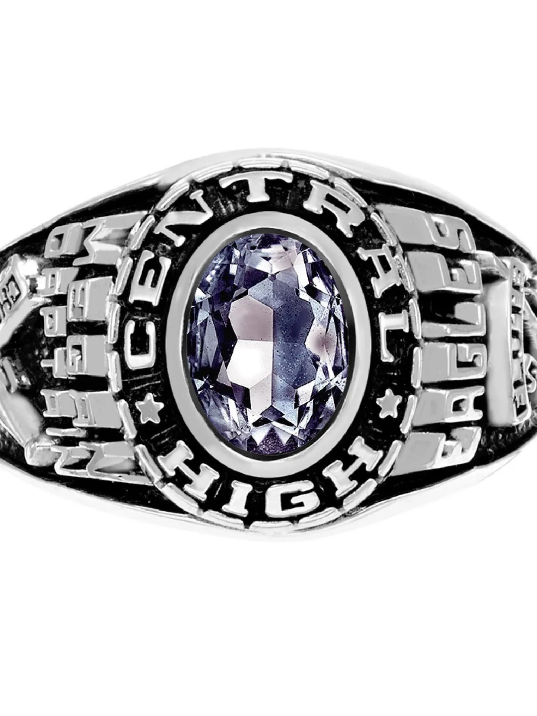 Modern High School Class Ring with Oval CZ Gemstone for Mens – Custom ...