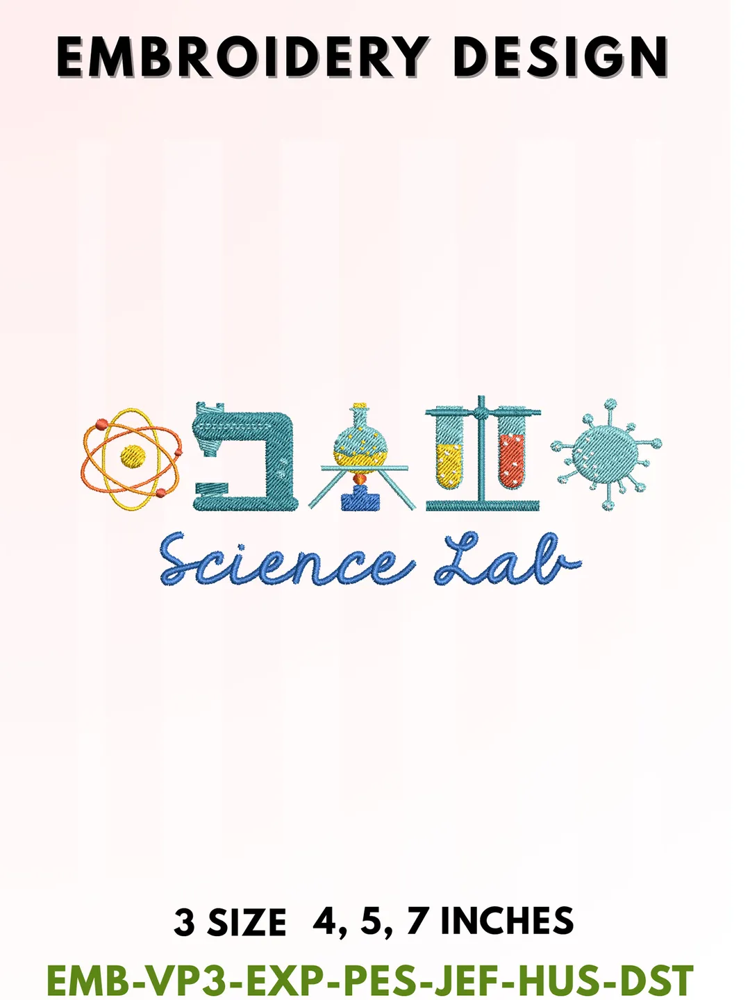 Lab Wmbroidery Pattern Science Lab Embroidery Design, Chemistry Test Tube Pattern for ...