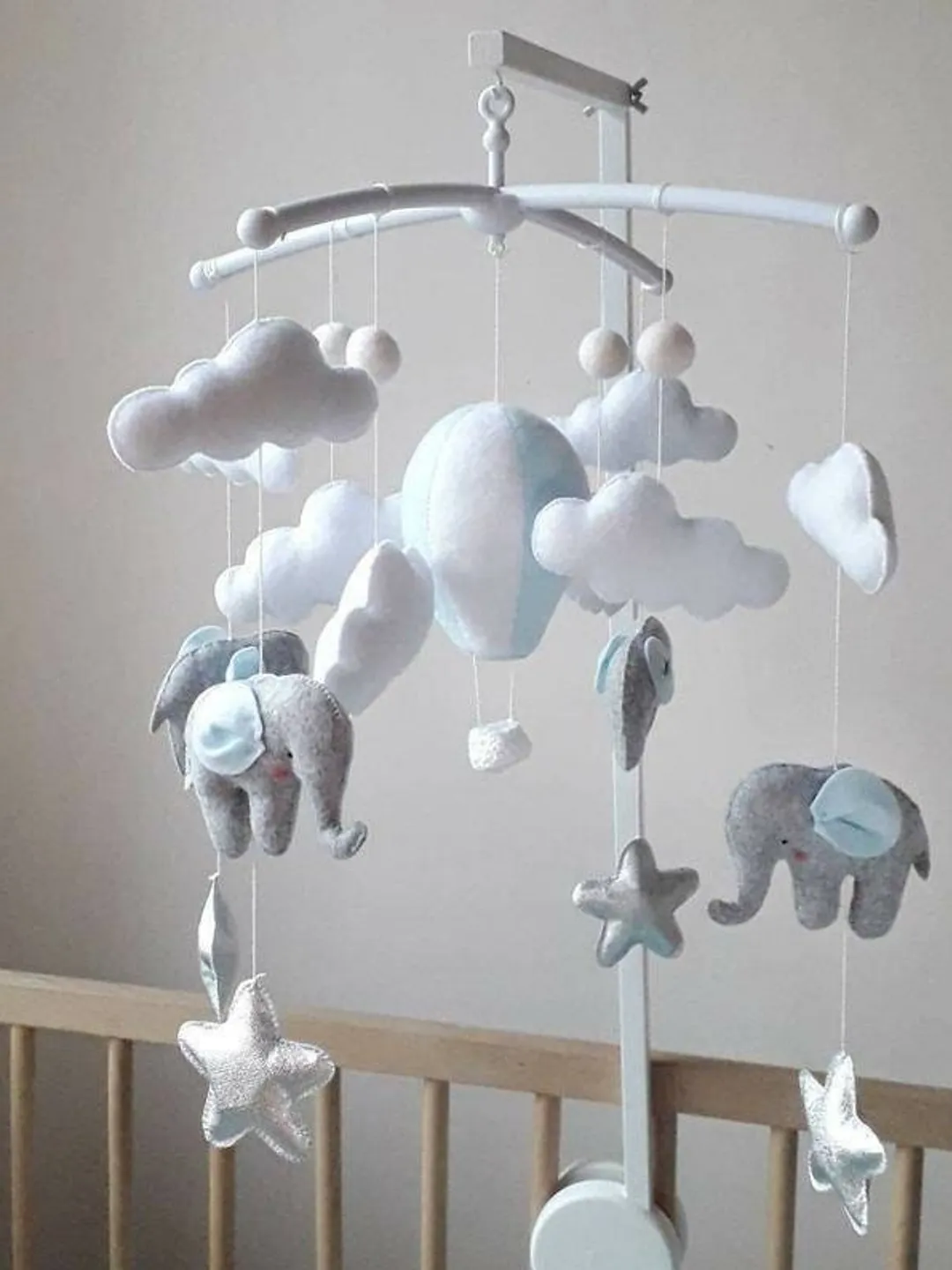PDF Elephant baby mobile Pattern , Tutorial DIY nursery mobile Hot air balloon , Baby shower gift Sewing Pattern