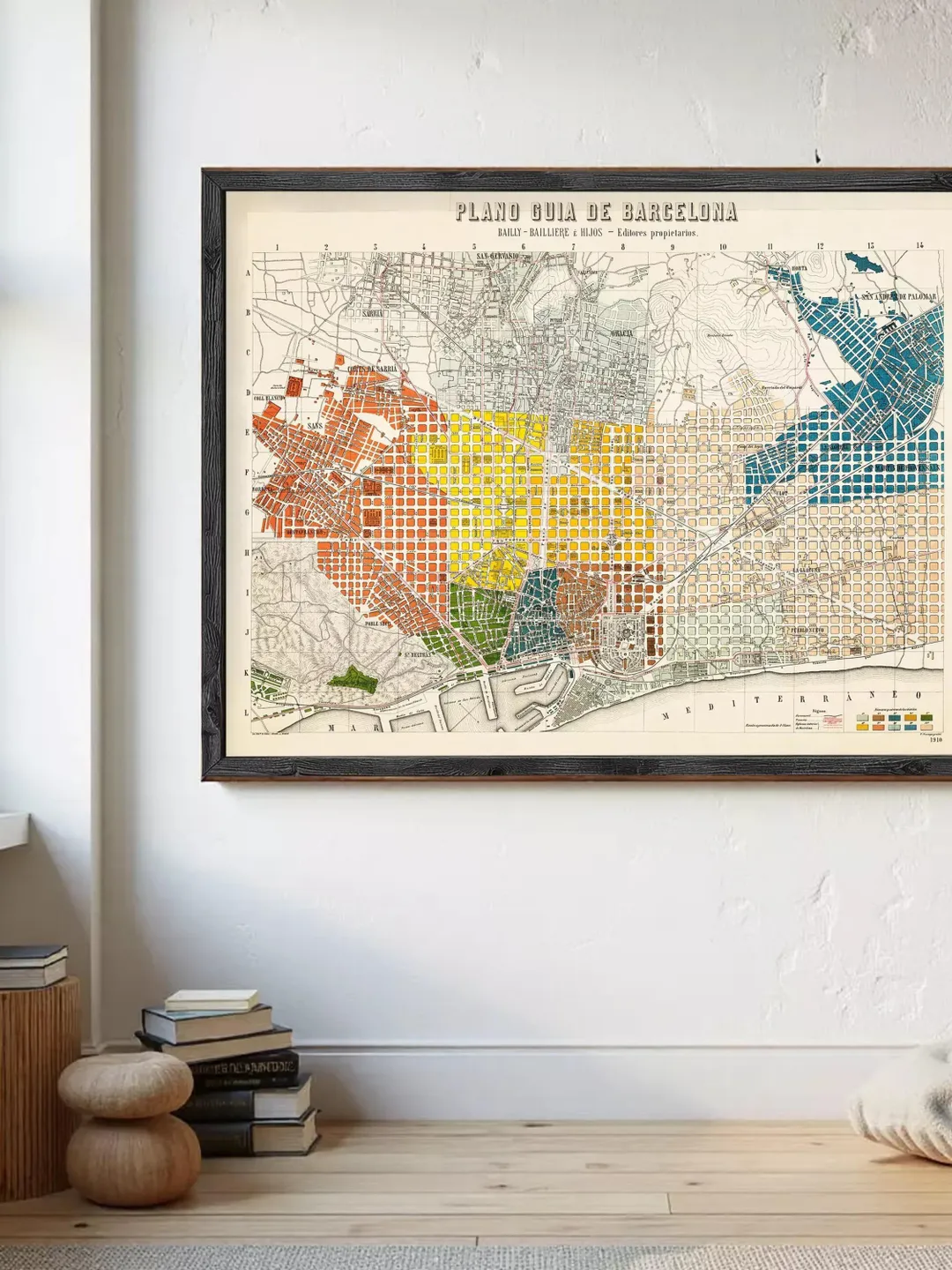 Vintage Barcelona Map Print | Spain Cataluña, 1910