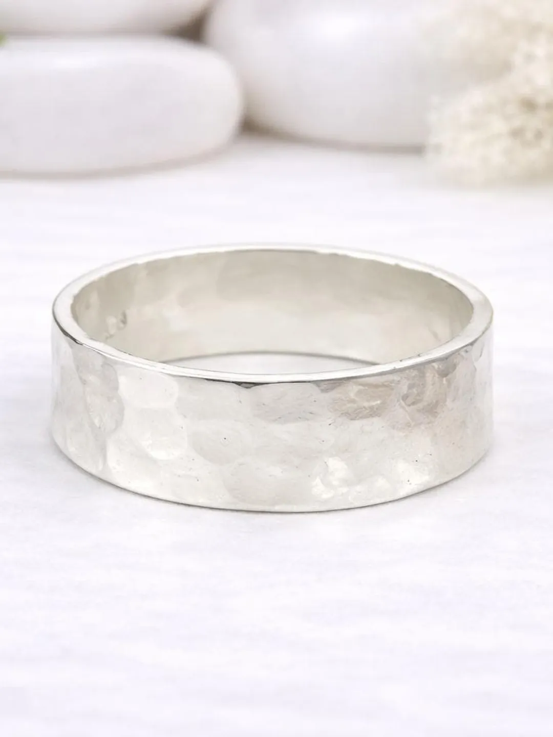 Hammered Sterling Silver Wide Band Ring | Handmade Unisex Jewelry