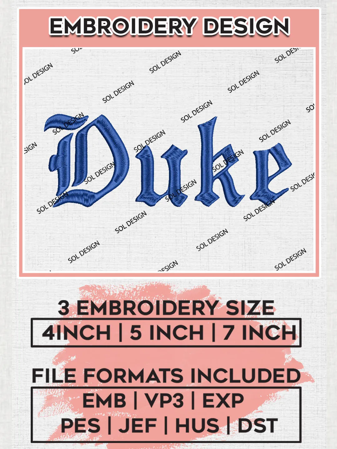 Duke NCAA Football Team Wordmark Logo embroidery designs, NCAA Duke Blue Devils Logo Machine embroidery designs, NCAA Team Logo embroidery designs, NCAA Game Day Machine embroidery designs, Digital Download
