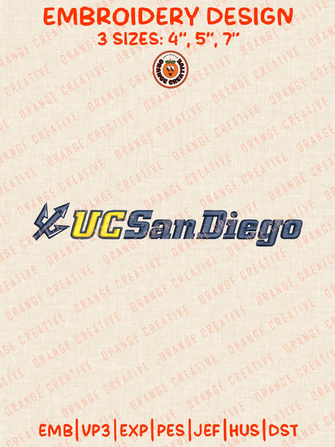 UC San Diego Wordmark Logo Embroidery Files, NCAA UC San Diego Team Embroidery Designs, UC San Diego Tritons Football Team Machine Embroidery Files, NCAA Machine Embroidery, Digital Download