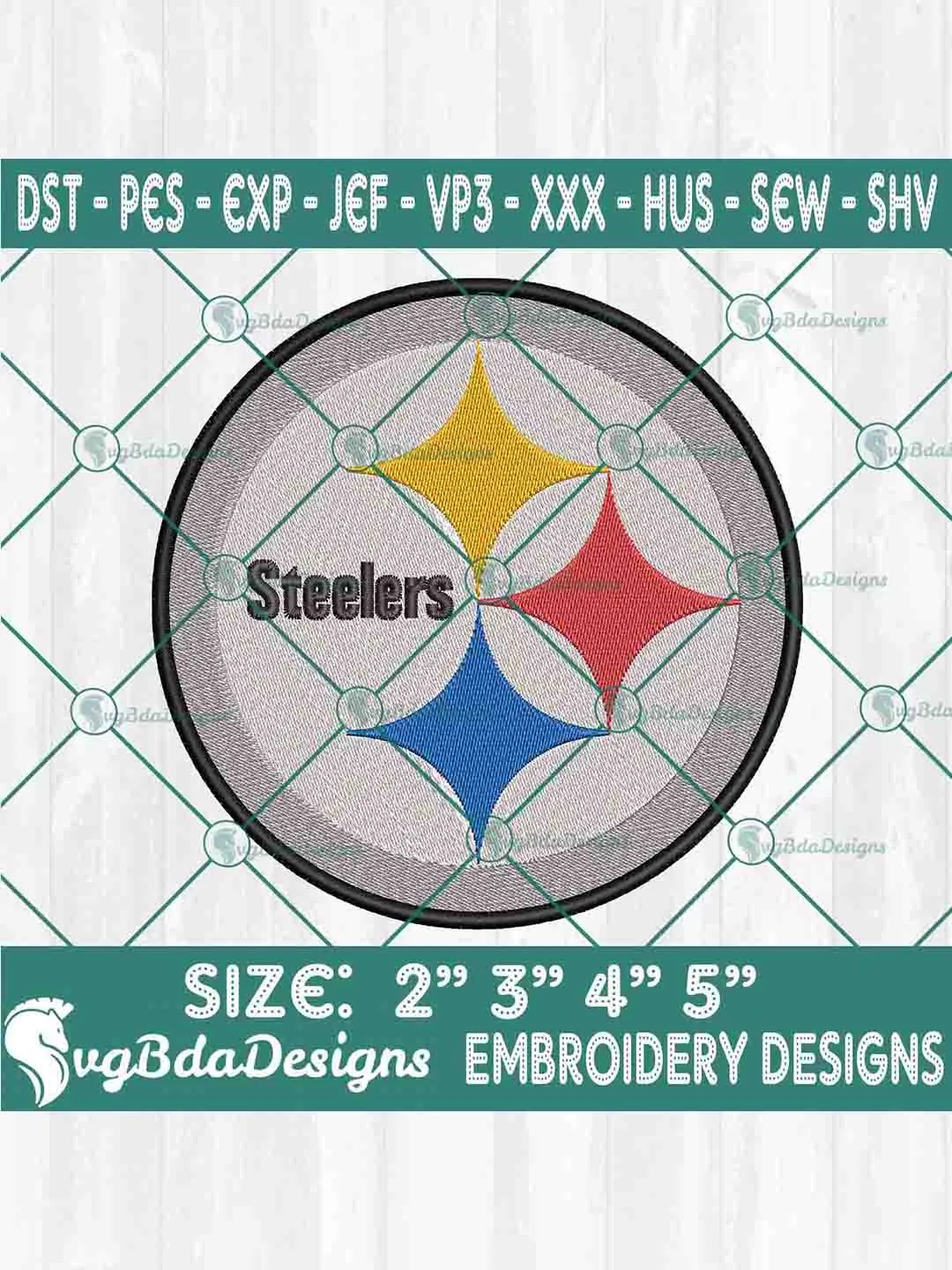 Pittsburgh Steelers Machine Embroidery Design | 4 Sizes | NFL Football Embroidery