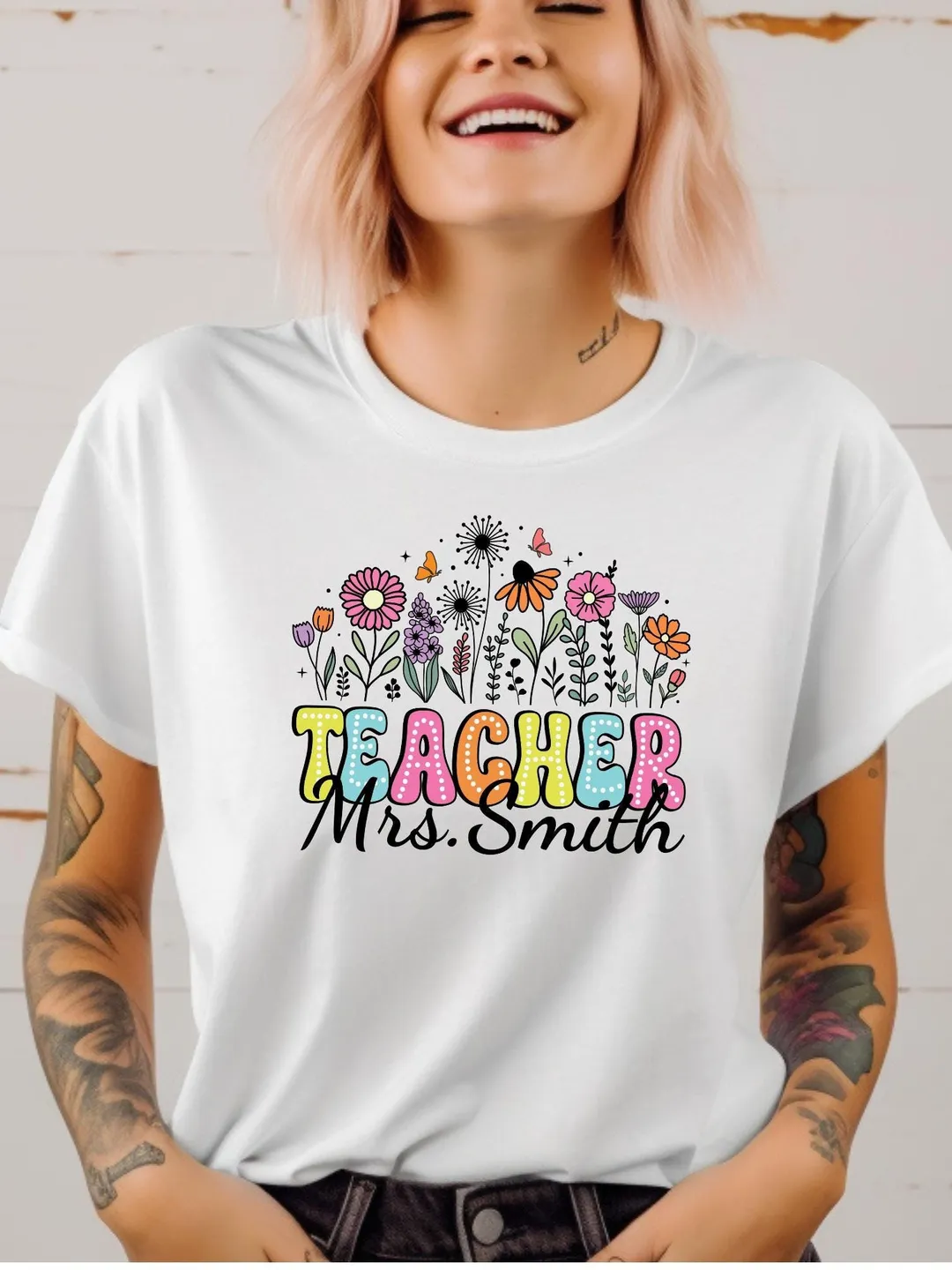 Personalized Teacher Shirt: Floral Back To School Comfort Colors Tee