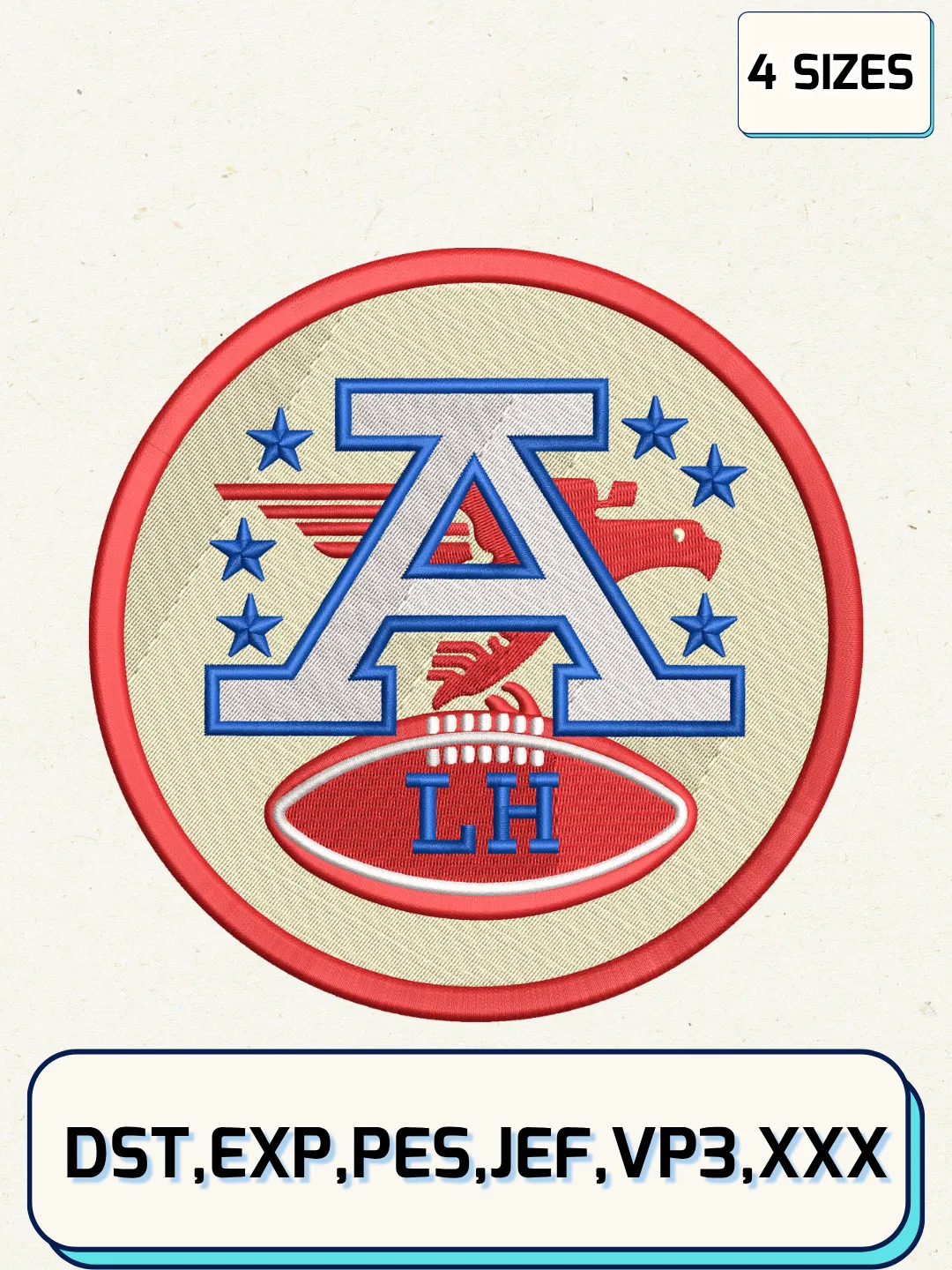 Kansas City Chiefs Memorial Logo Embroidery Design Files,NFL Logo Embroidery Designs,Machine Embroidery Files,4 Sizes