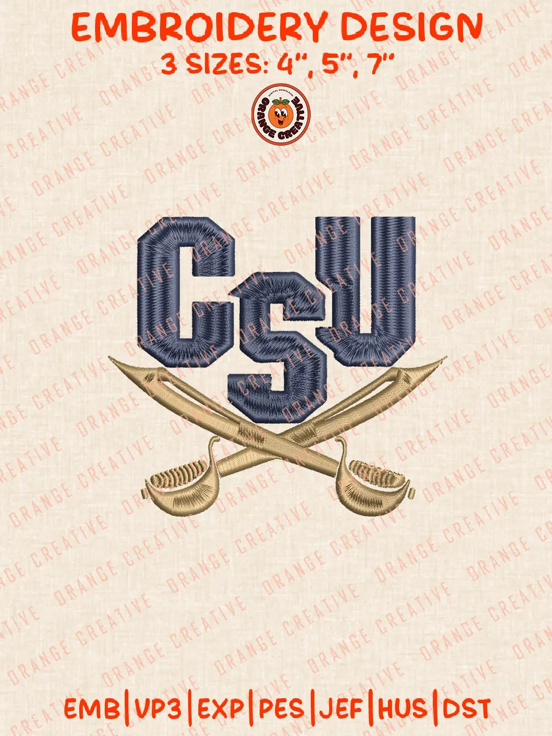 CSU Buccaneers Logos Embroidery Design Files, NCAA Charleston Southern Buccaneers Logos Embroidery Designs, Machine Embroidery Files, 4 Sizes, Custom Sizes, Instant Download