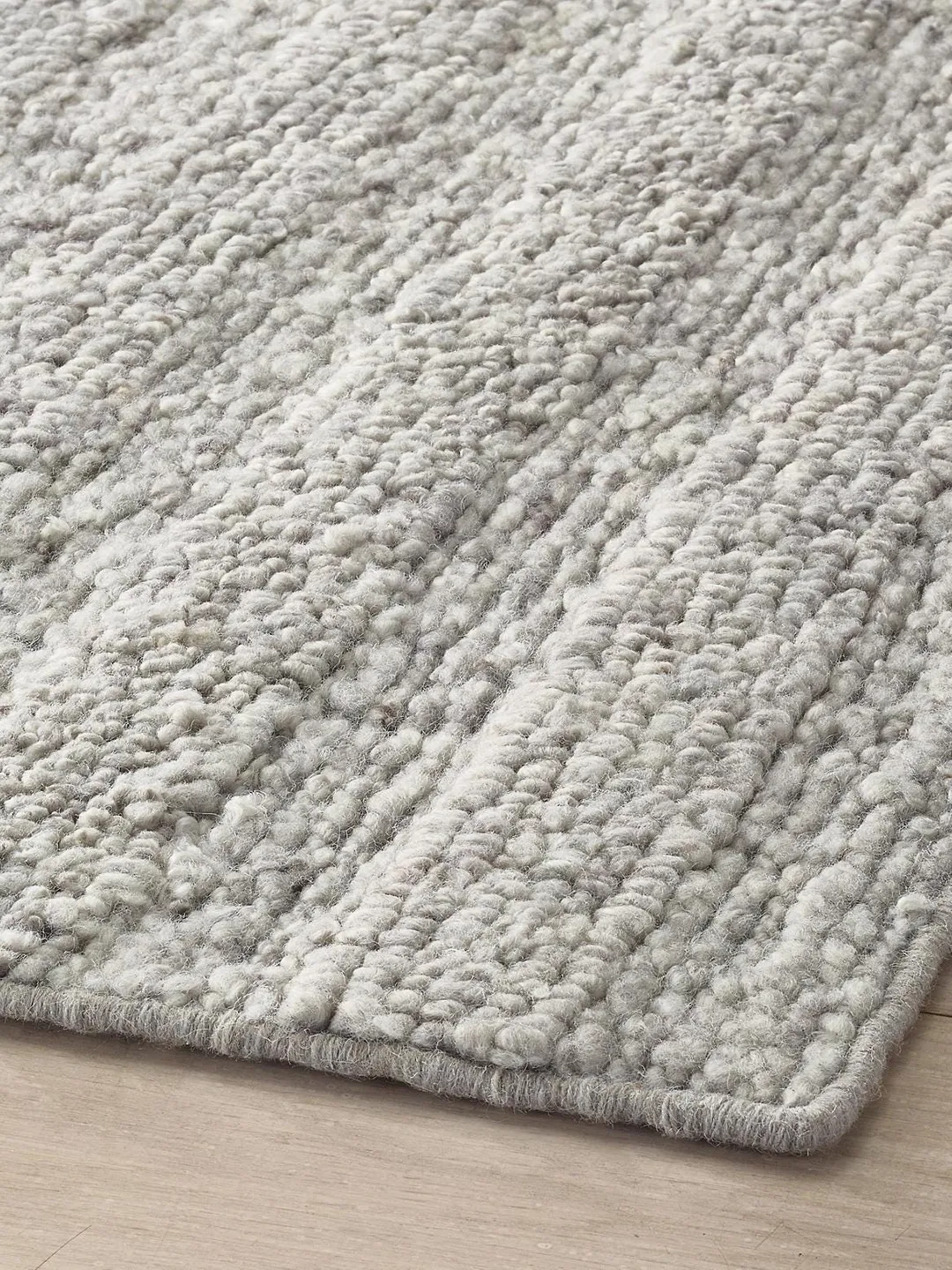 Handwoven New Zealand Wool Rug | Loop & Sumak Textured Ivory Carpet