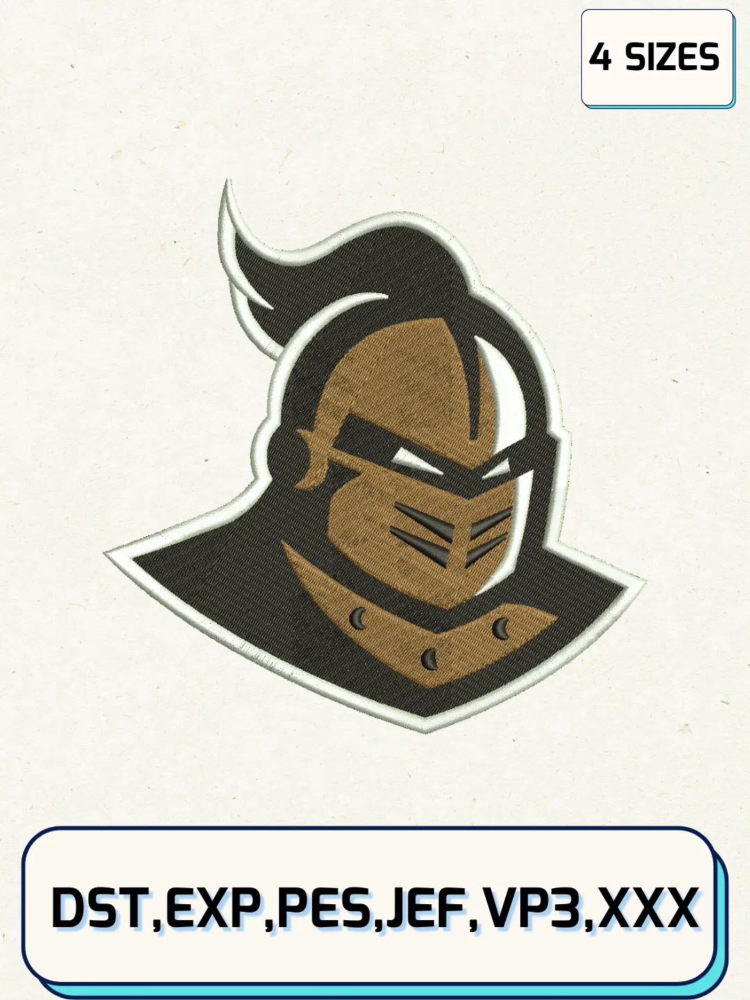 UCF Knights Mascot Embroidery Design Files, NCAA Logos Embroidery Designs, Machine Embroidery Files, 4 Sizes