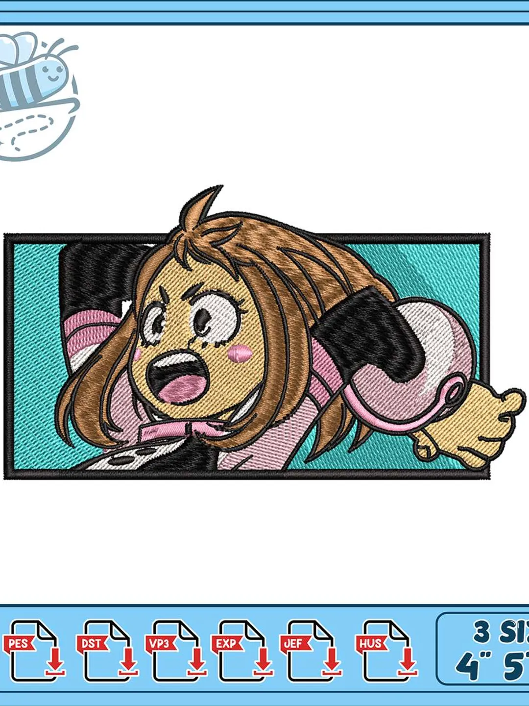Ochako Uraraka Embroidery Design, My Hero Academia Anime Patch, Chibi Character Machine Embroidery File, Instant Download