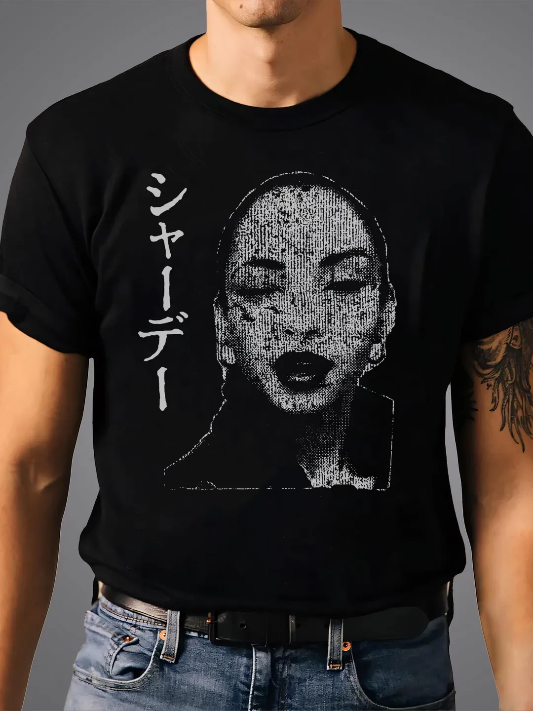 Sade Adu Vintage T-Shirt Japanese Katakana Text 90s Bootleg Rap