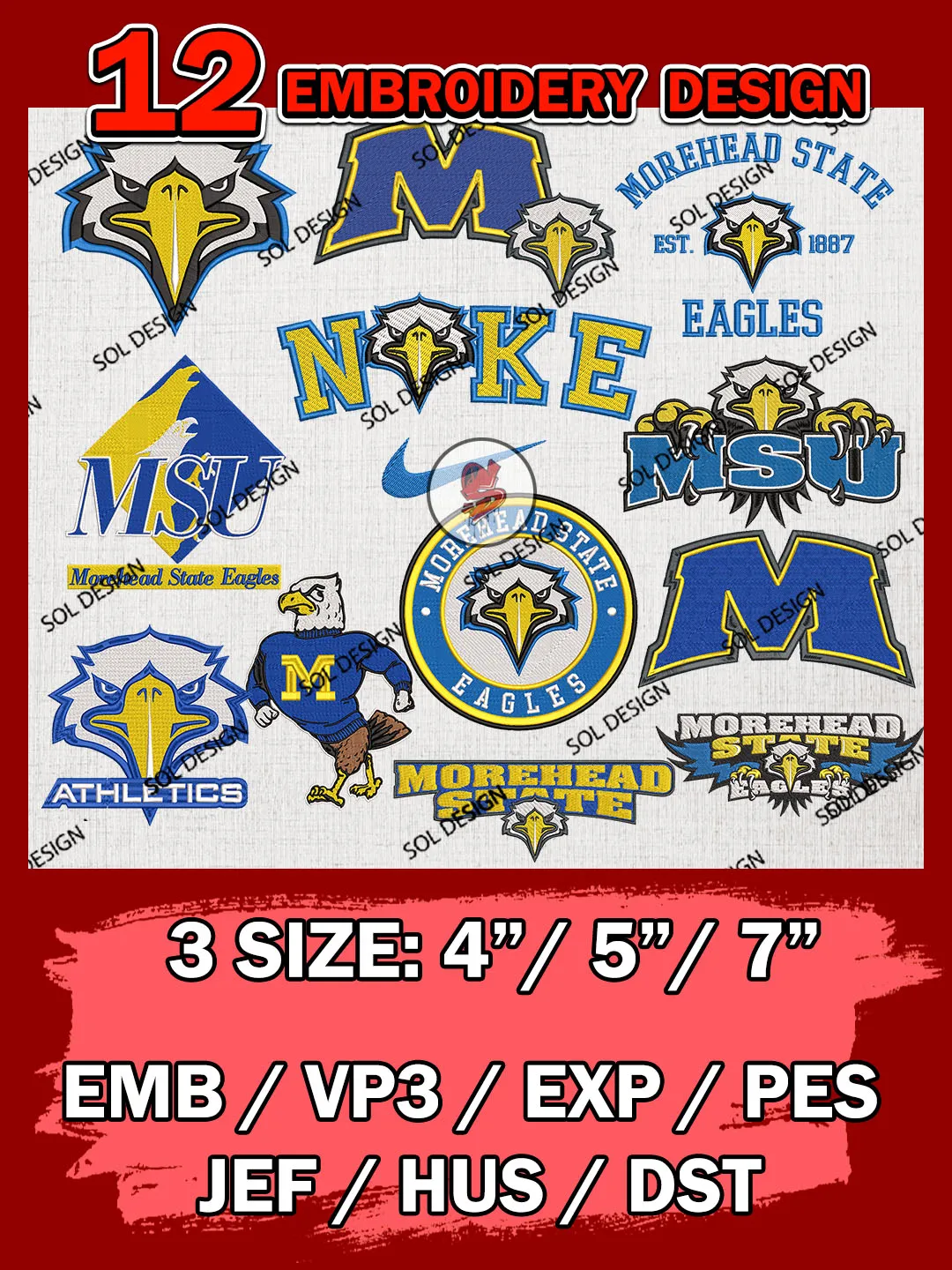 12 NCAA Morehead State Eagles Bundle Embroidery Files, NCAA Morehead State Eagles Team Bundle Embroidery Designs, NCAA Teams, National College Football Team 3 sizes, NCAA Morehead State Machine Embroidery, Digital Download
