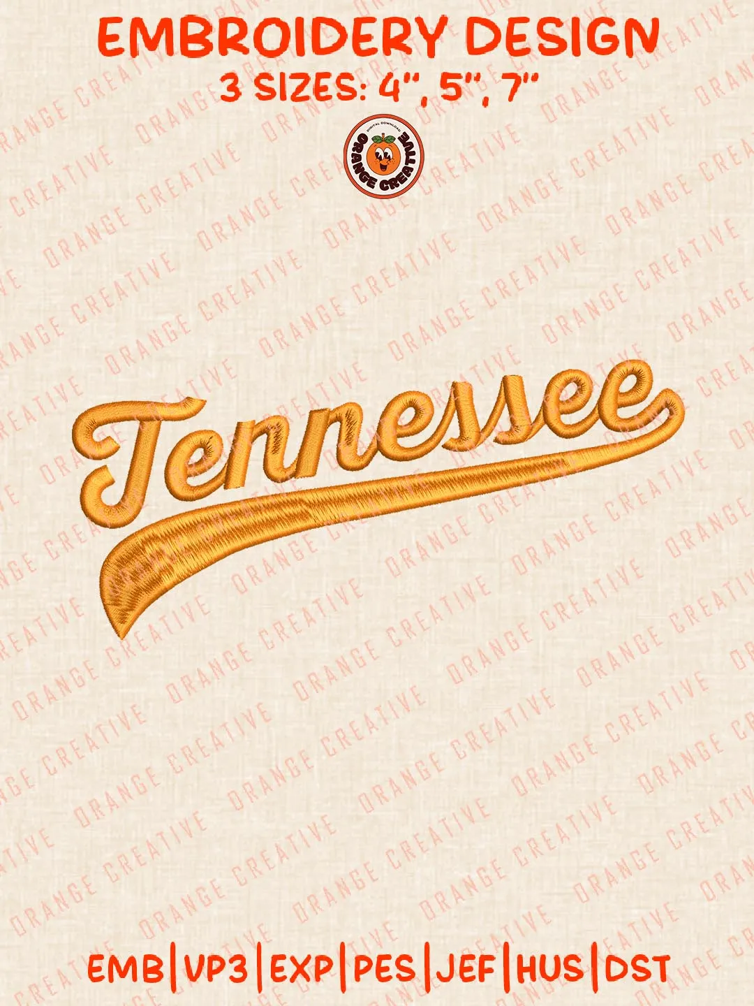 NCAA Tennessee Text Logo Embroidery Design Files, NCAA Logos Embroidery Designs, NCAA Machine Embroidery Files, 3 Sizes, Custom Sizes, Instant Download