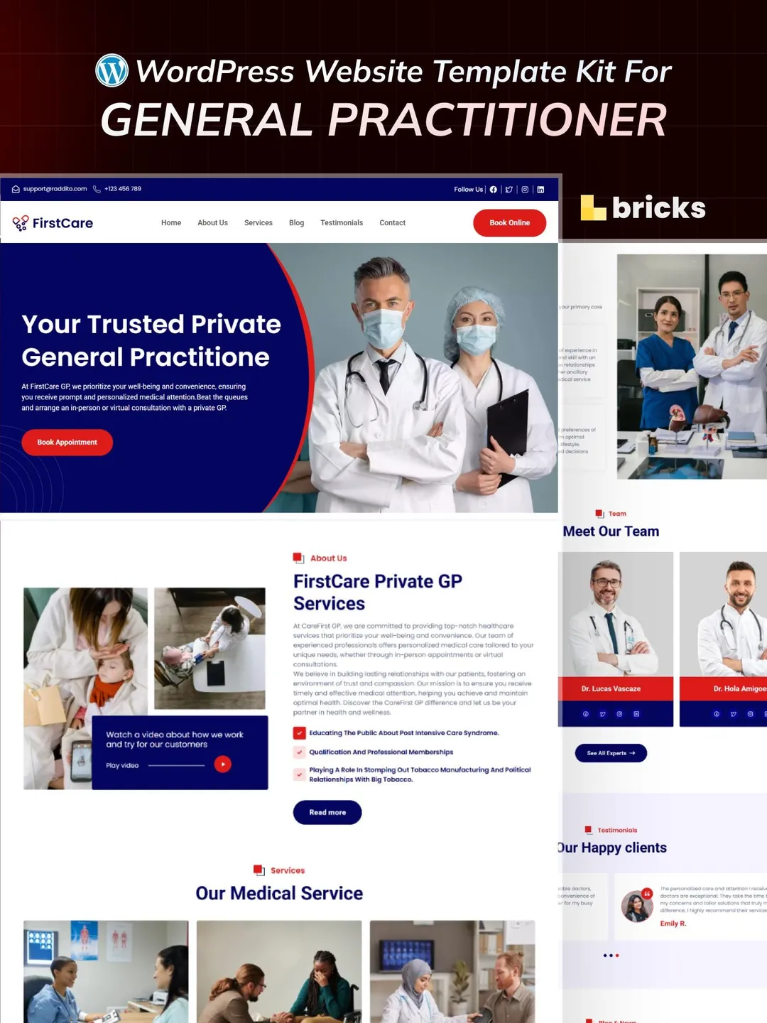 General Practitioner WordPress Bricks Builder Template Kit | Family Doctor & Primary Care Website Template