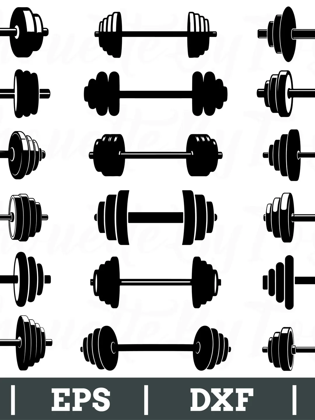 Barbell Svg, Barbell Silhouette, Barbell Vector, Barbell Cut File, Dxf, Png