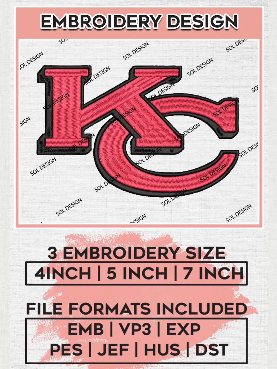 Kansas City Chiefs Logo Embroidery Designs, NFL Chiefs , NFL Logo Embroidery Files, NFL Kansas City Chiefs Machine Embroidery Design, Digital Downlo