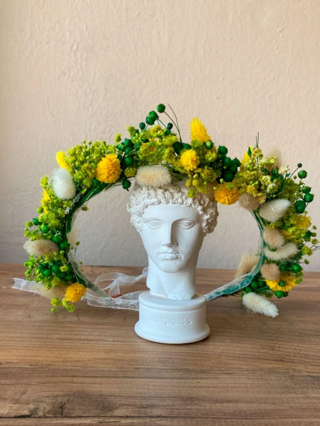 dried flower crown , bridal bouquet , groom pocket flower (3 pieces)