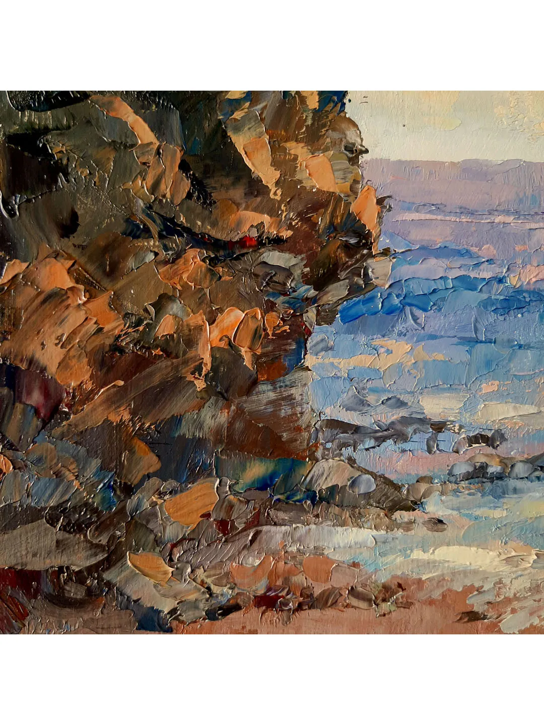 Golden Cliff Painting 12x8