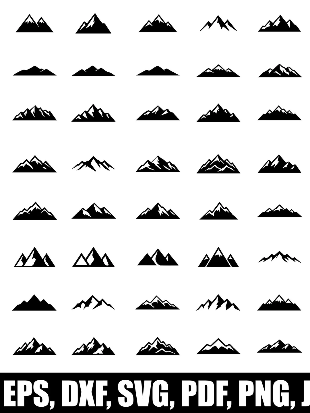 56 Mountain Range SVG Bundle, Mountain Silhouette SVG, Nature Landscape Cut Files, Outdoor Adventure SVG