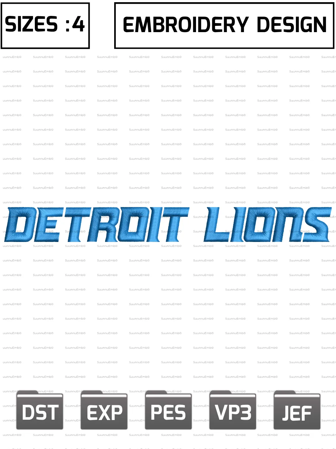 Detroit Lions Wordmark Logo Embroidery Design,NFL Logos Embroidery Design,NFL Teams, Machine Embroidery Design File,4 Sizes, Digital Download