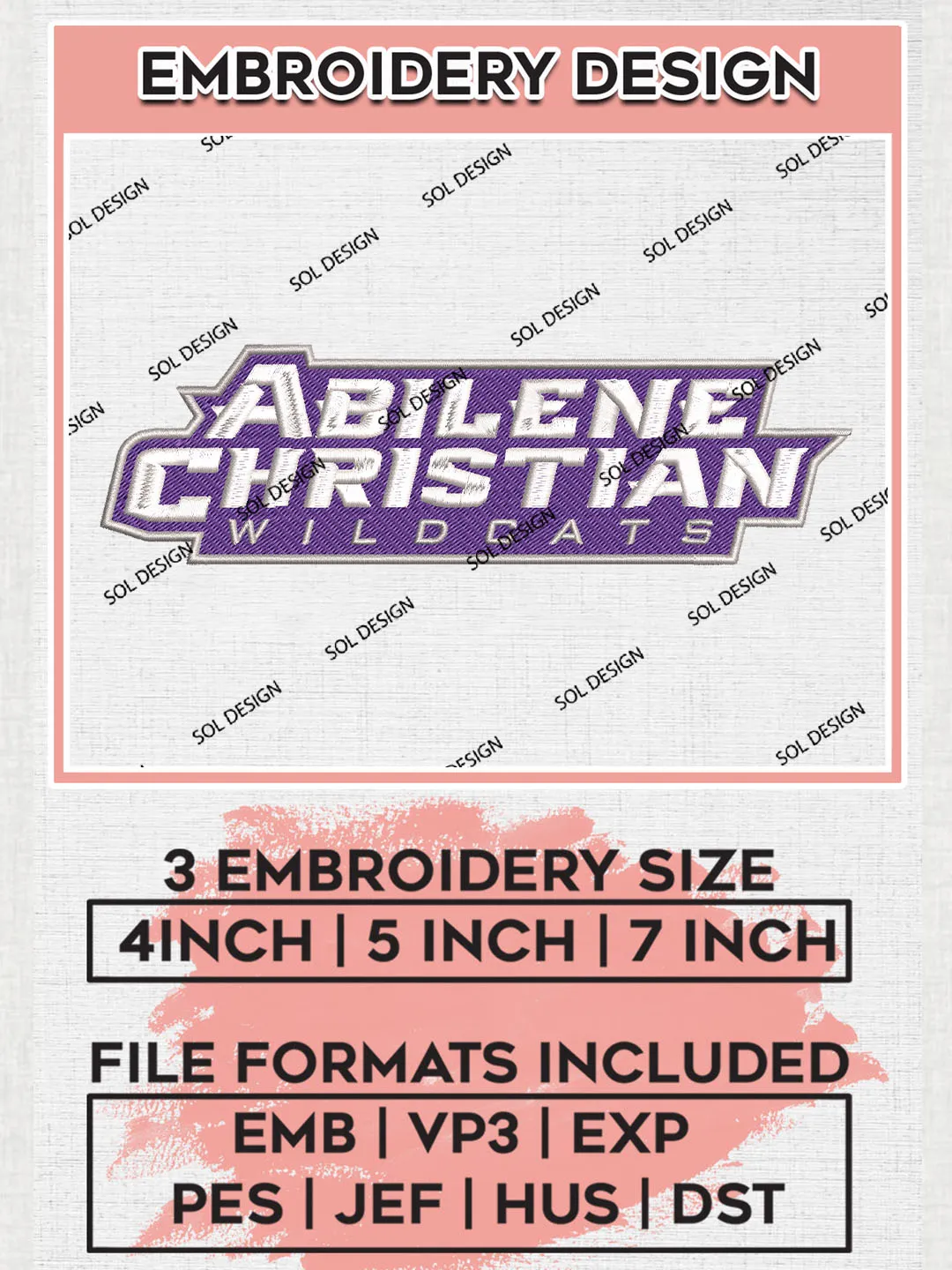 NCAA Abilene Christian Wildcats Football Team Writing Logo Embroidery Design Files, NCAA Abilene Christian Wildcats Machine Embroidery, NCAA Teams, Game Day, 3 sizes, NCAA Machine embroidery designs, Digital Download
