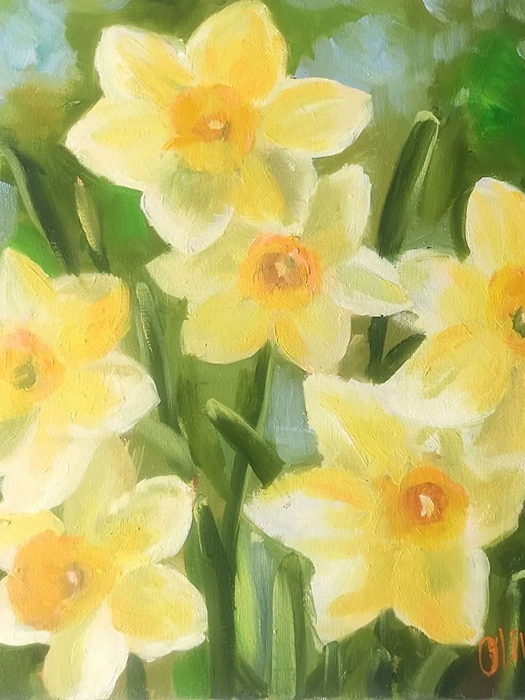 Narcissus Painting Daffodil Original Watercolor Floral Wall Art Small Flower Art