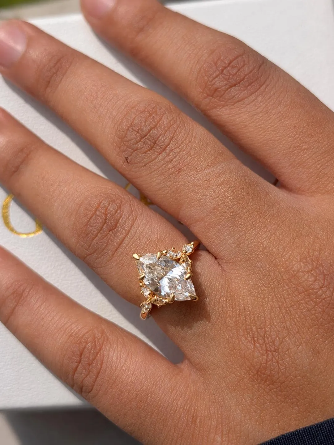 2.5CT Marquise Moissanite Engagement Ring, 14K Gold Floral Ring, Leaf Wedding Ring, Solitaire Promise Ring, Anniversary Gift for Her