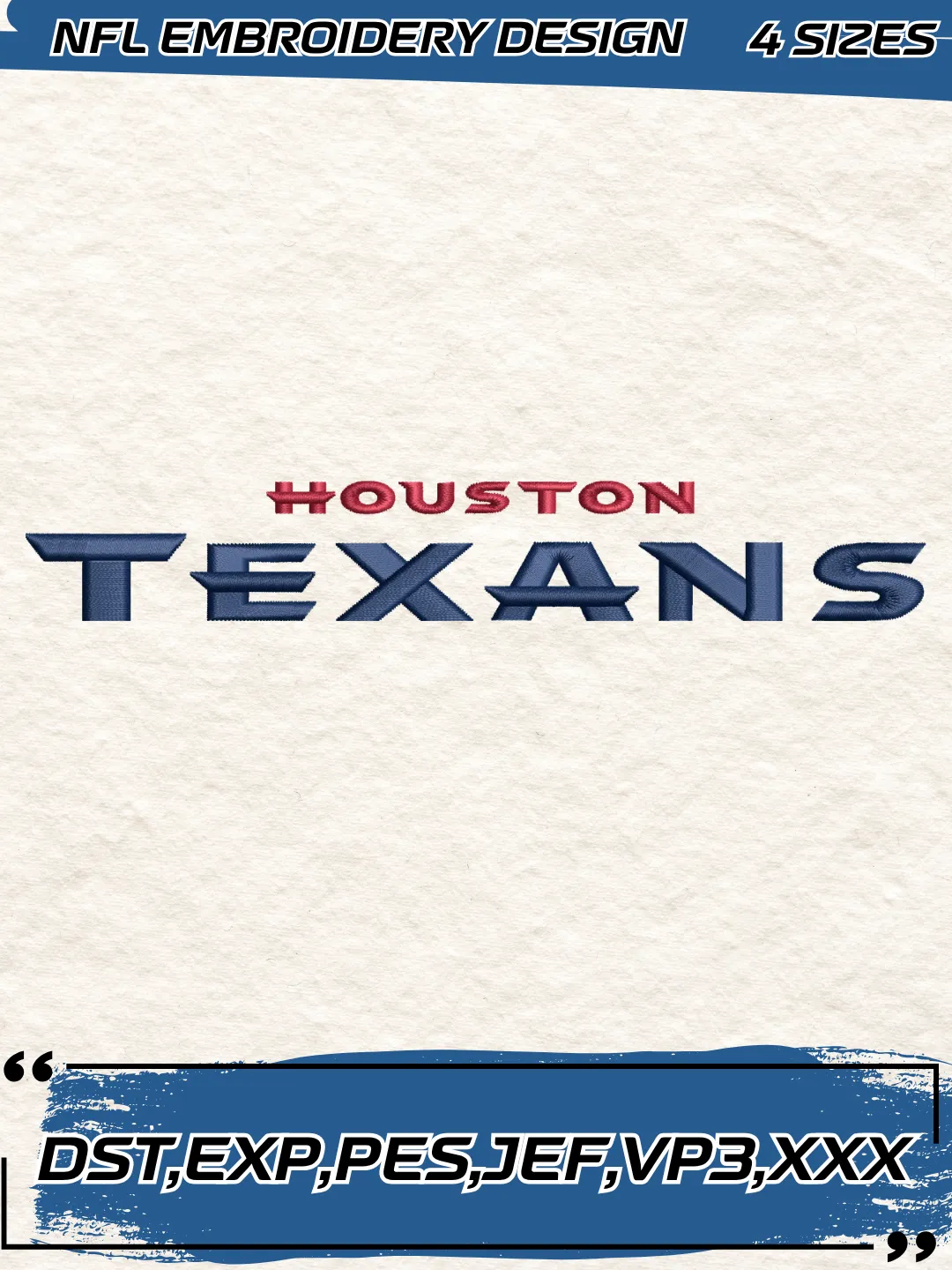 Houston Texans Wordmark Logo Embroidery Design,NFL Logo Embroidery Design,Machine Embroidery Design File,4 Sizes, Digital Download
