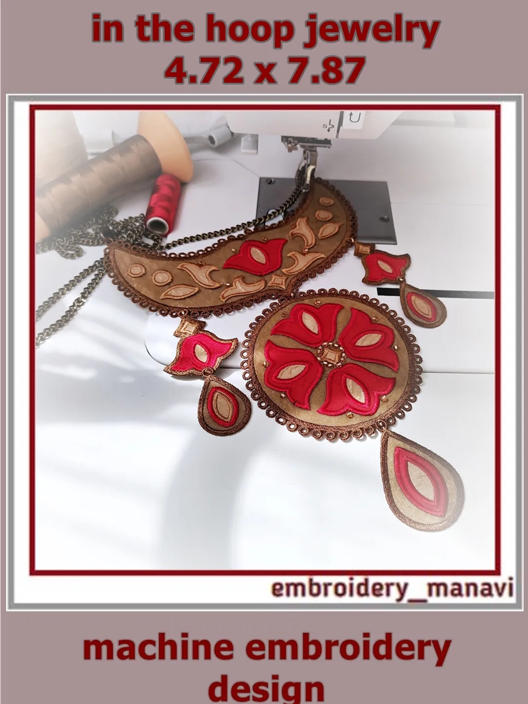 In the hoop embroidery design a set of designs for jewelry Tulip by Embroidery Manavi 05