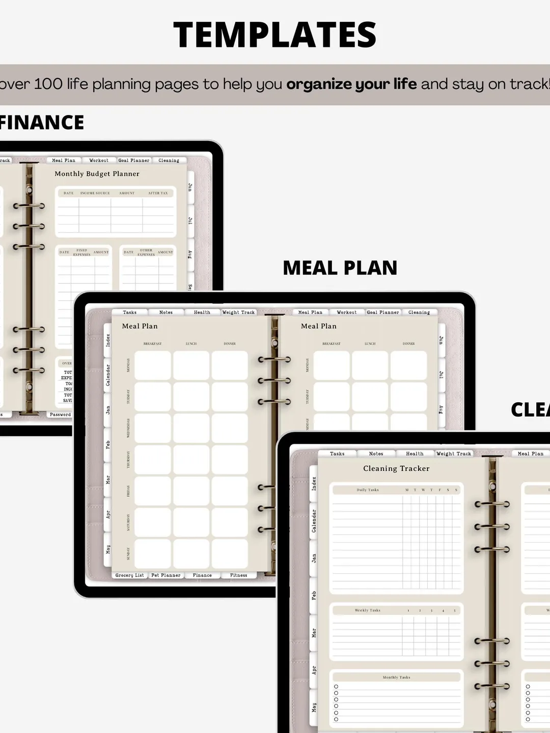 Digital Undated Yearly Planner | Hyperlinked Digital Planner PDF | iPad ...