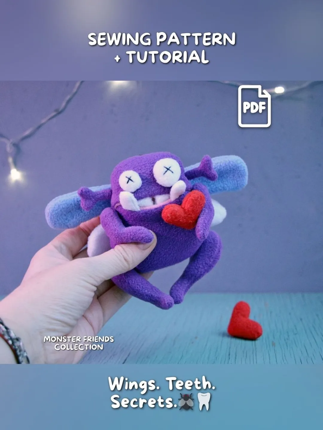 Zygocactus Monster Plush Sewing Pattern with Secret Mouth Pocket PDF