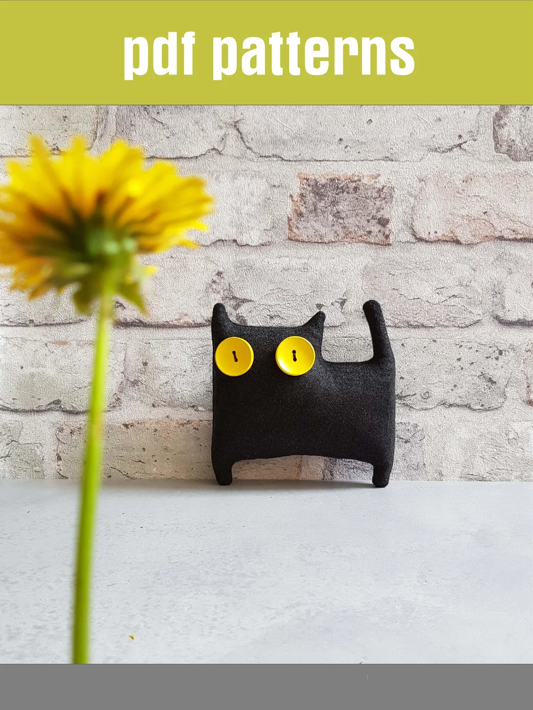 Black Cat Sewing pattern PDF, Halloween Doll DIY, stuffed animal pattern. Digital tutorial in English. Halloween Craft.