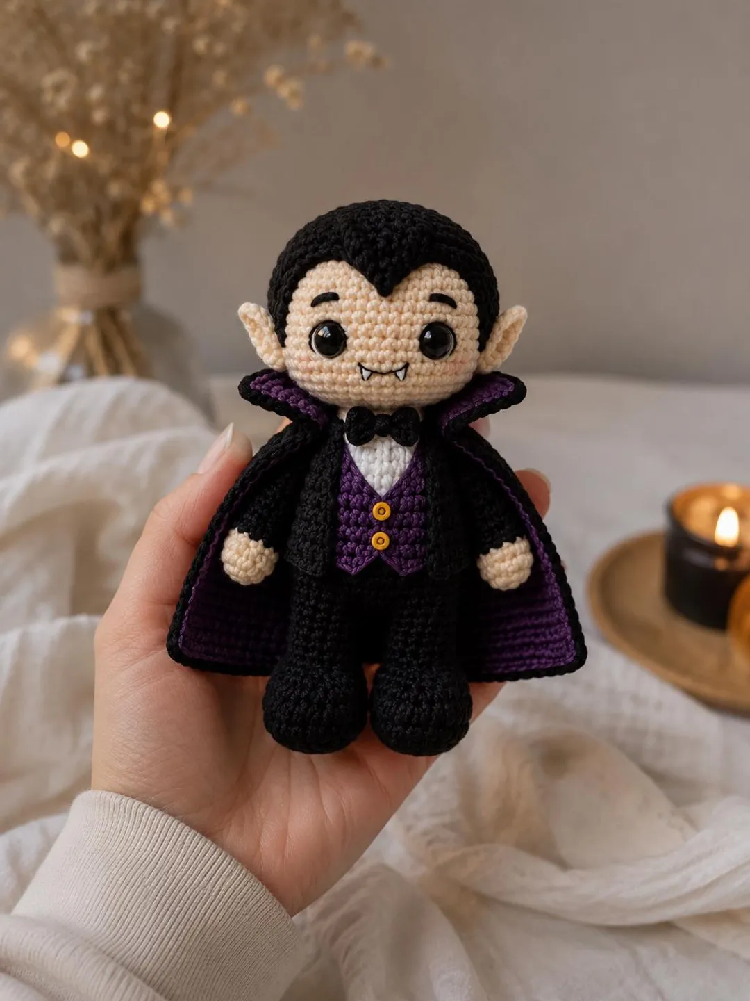 Halloween Vampire Crochet Pattern, Vampire Amigurumi PDF, Spooky Crochet Doll Pattern, Halloween Amigurumi, Instant Download