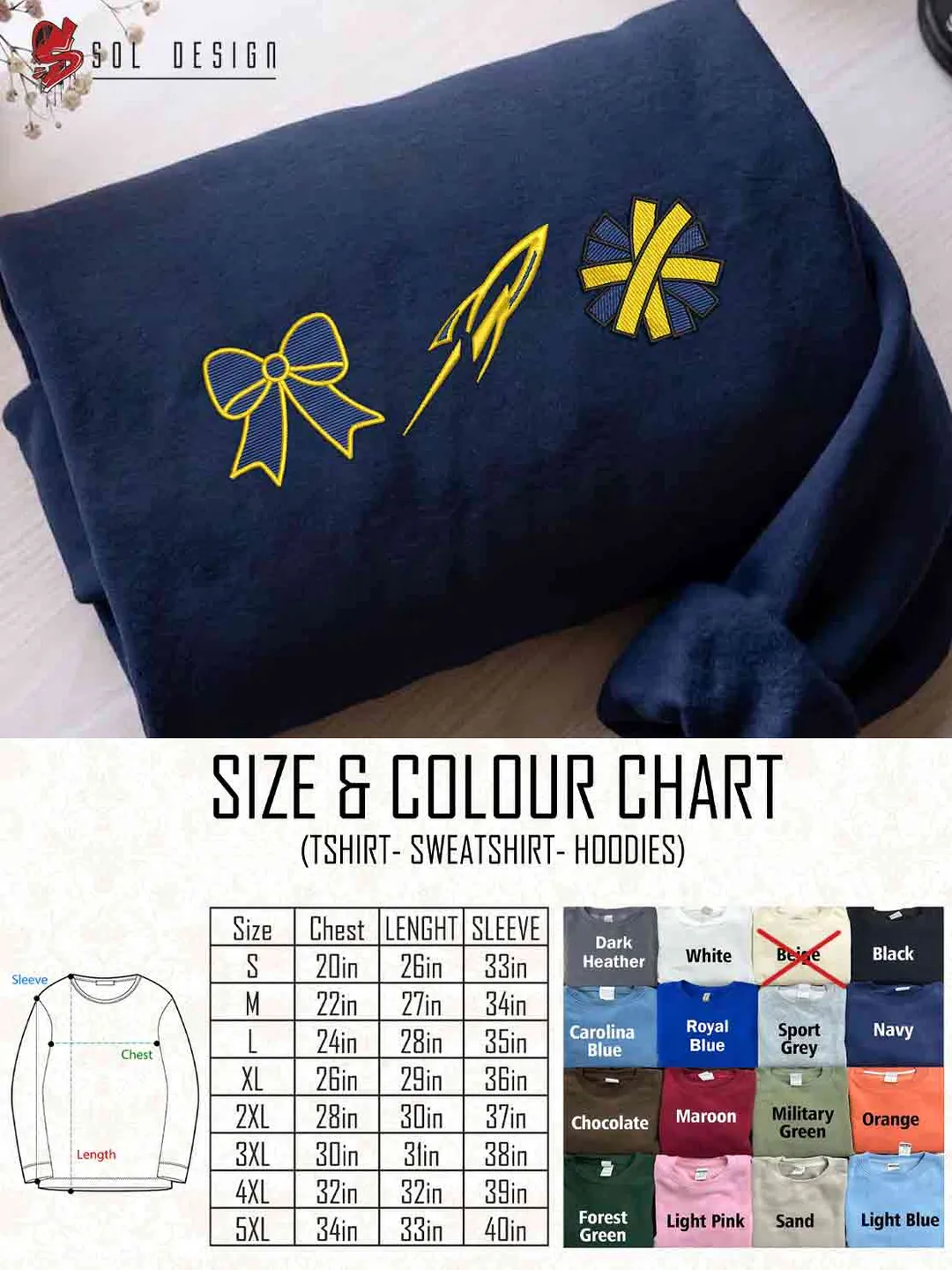 Toledo Rocket Poms Bow Embroidered Sweatshirt, Football Embroidered Sweatshirt, Sport Game Day Cheerleader Shirt, Embroidered Hoodie, Unisex Crewneck, College Football Team Fan Gift Tee