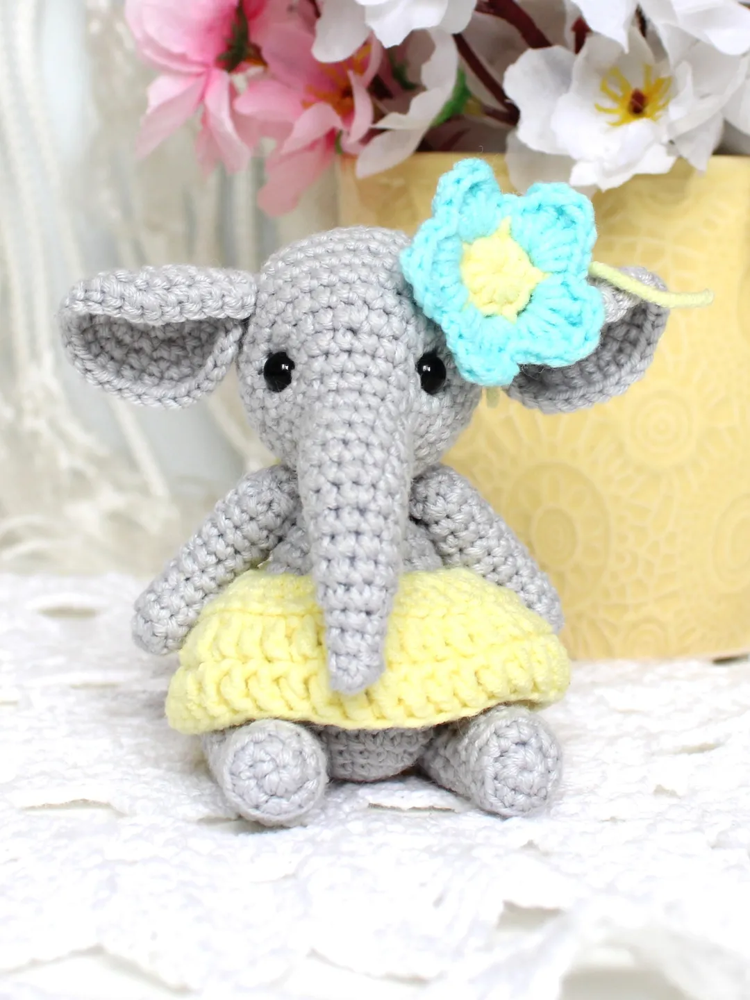 Crochet small elephant pattern PDF in English Amigurumi stuffed elephant DIY crochet tutorial toy