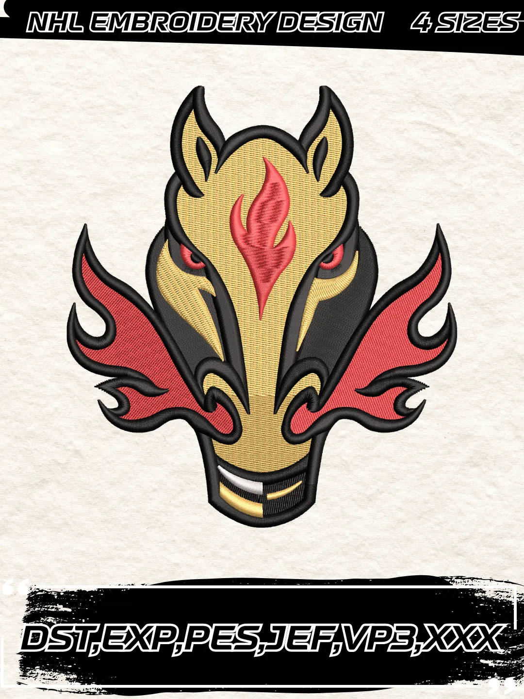 Calgary Flames Alternate Logo Embroidery Designs,NHL Logo Embroidery Files, Machine Embroidery Design File, 4 Sizes,Digital Download