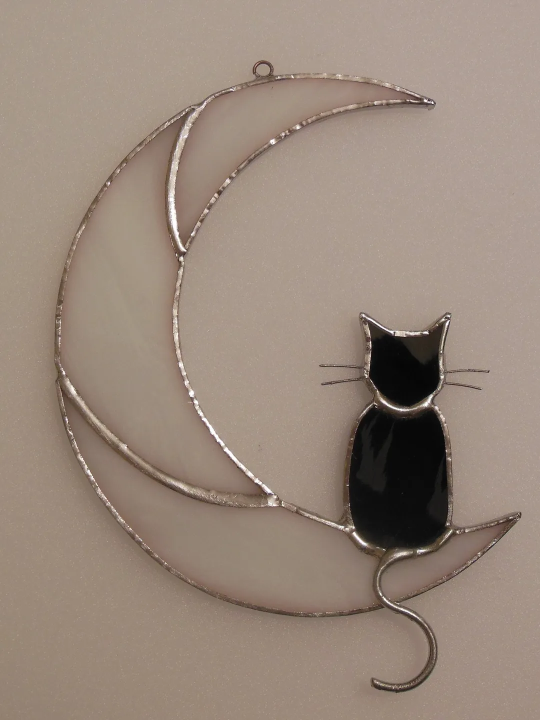 Black Cat On The Moon . Art stained glass window hanging Suncatcher ...