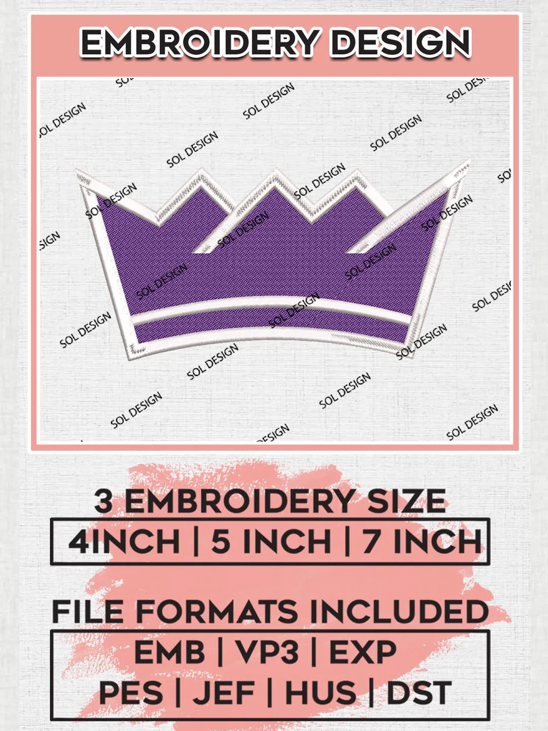 NBA Sacramento Kings Embroidery Files, NBA Machine Embroidery Designs, NBA Embroidery Design, NBA Kings Embroidery Designs, Machine Embroidery Designs, Digital Download