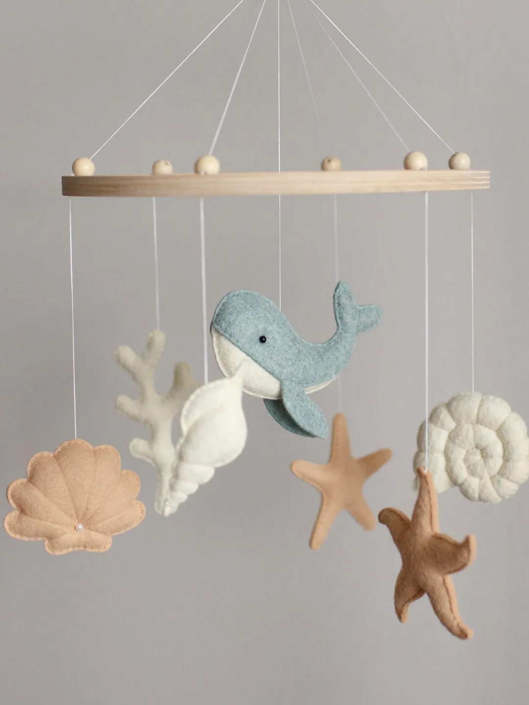 Handcrafted Whale and Ocean Themed Felt Baby Mobile - Customizable Nursery Decor