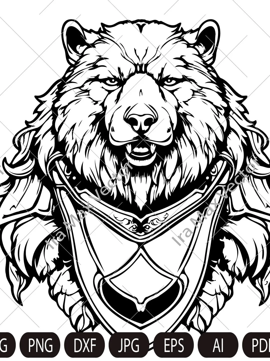 BEAR HEAD SVG, Bear svg,Bear in armor, Bear heraldic, Bear Clipart, Bear Face Svg, Bear, Grizzly Bear Vector Illustration, Instant Download